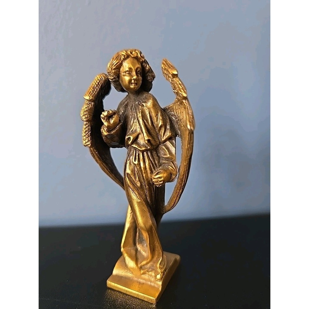 Vintage MMA brass angel figurine Metropolitan Museum of Art sculpture 3 1/8"